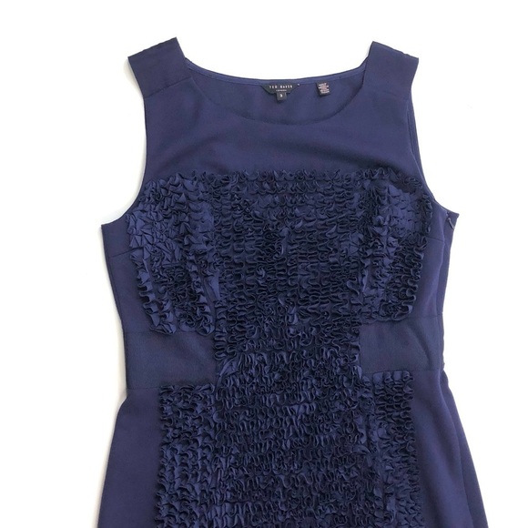 Ted Baker London Dresses & Skirts - Ted Baker London navy blue ruffle knit shift dress